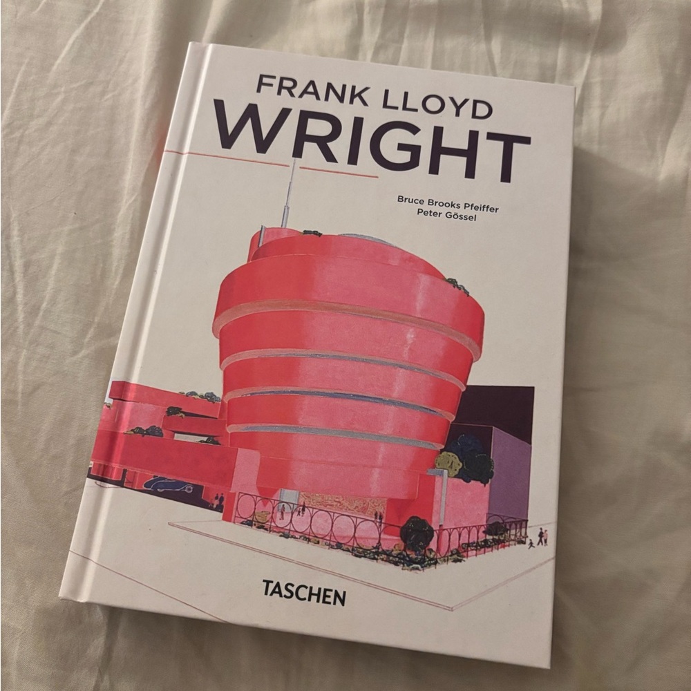 Taschen Frank Lloyd Wright Book with Pink and White Cover